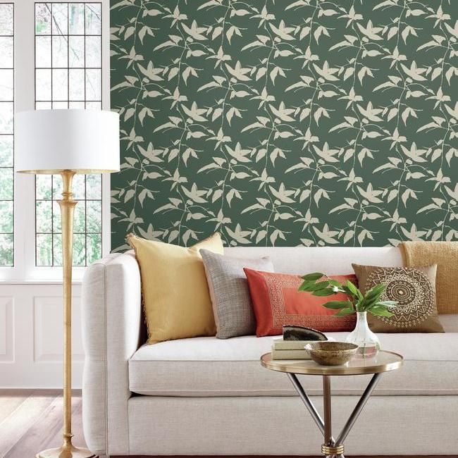 Обои Ronald Redding Tea Garden Persimmon Leaf AF6513 фото в интерьере